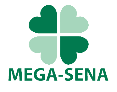Mega-Sena Lotto logo with green four-leaf symbols and green lettering.